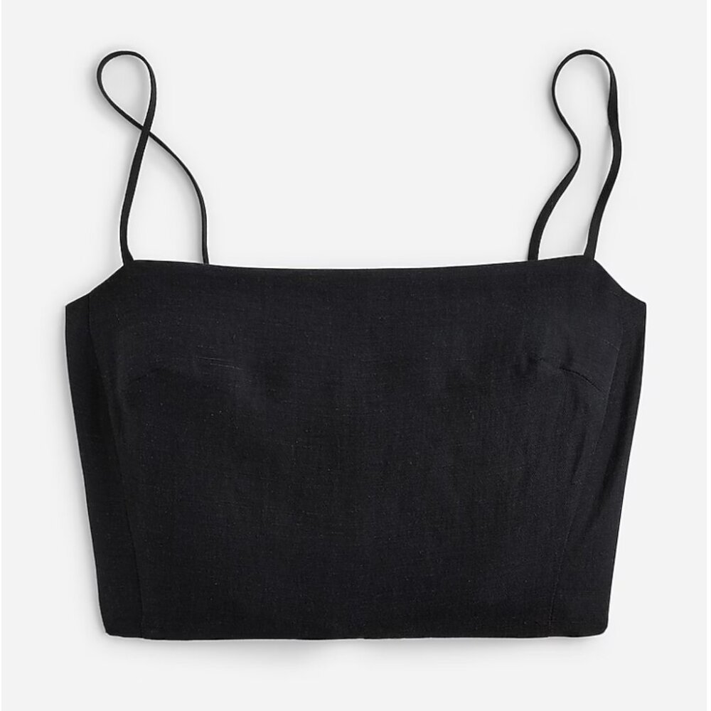 J. Crew Women's Tie-Back Linen Cupro Tank Top | Black | Large